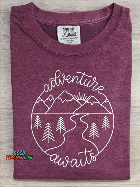 Adventure Awaits Art Print Casaul Short Sleeve T-shirt