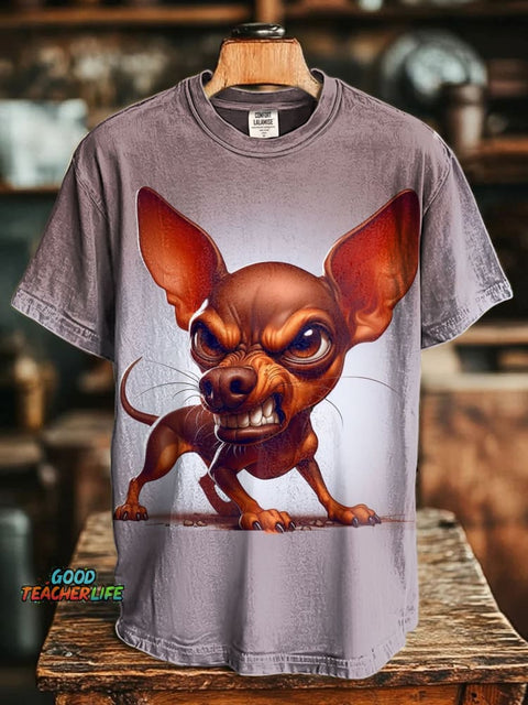 Mad Funny DogArt Print Casaul Short Sleeve T-shirt
