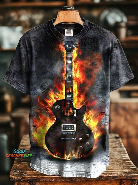 Guiltar Art Print Casaul Short Sleeve T-shirt