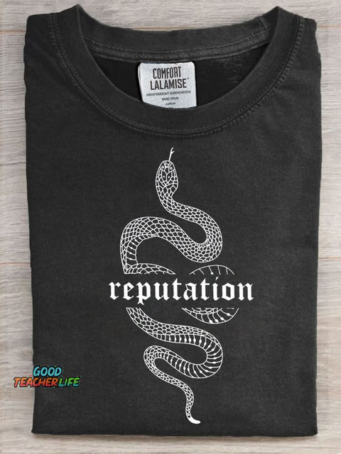 Reputation Snake Art Print Casual Short Sleeve T-shirt