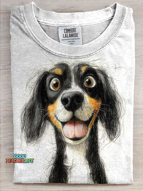 Dachshund Art Print Casual Short Sleeve T-shirt