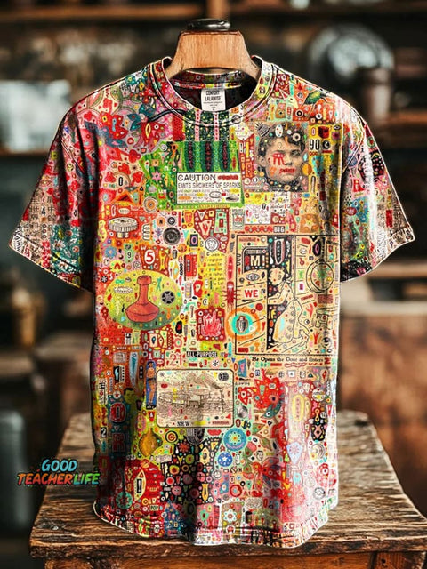 Abstrct Fancy Art Print Casaul Short Sleve T-shirt