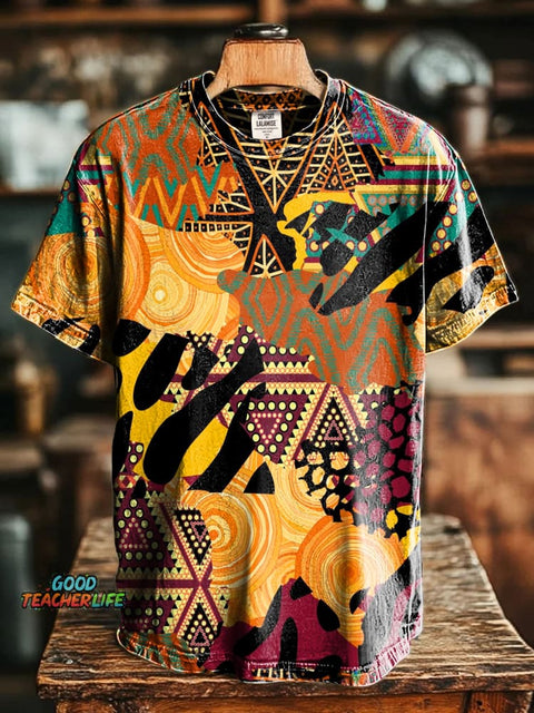 Retro Abstrct Art Print Casaul Short Sleve T-shirt