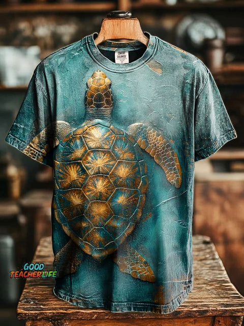 Turtle Abstract Casaul Art Print Short Sleeve T-shirt