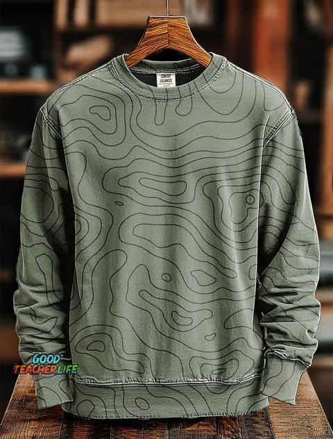 Wave Line Art Print Casaul Short Sleeve Sweashirt