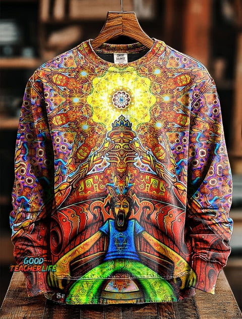 Fancy Abstrct Art Print Casaul Short Sleeve Sweashirt