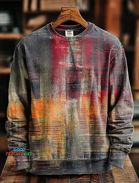 Abstrct Retro Art Print Casaul Short Sleeve Sweashirt