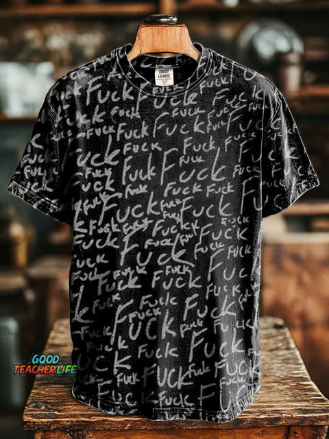Fuck Art Print Casaul Short Sleeve T-shirt