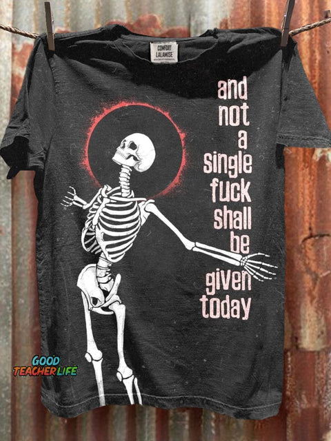 Funny Skull Letter Art Print Casaul Short Sleeve T-shirt