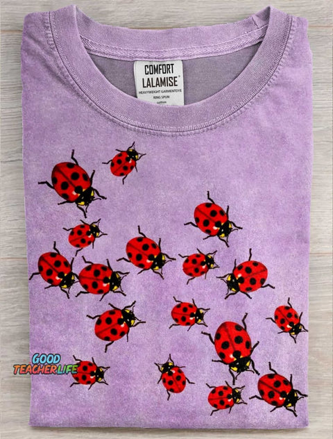 Ladybug Art Print Casaul Short Sleeve T-shirt