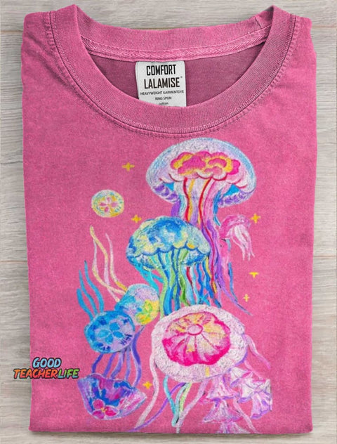 Jellyfish Art Print Casaul Short Sleeve T-shirt