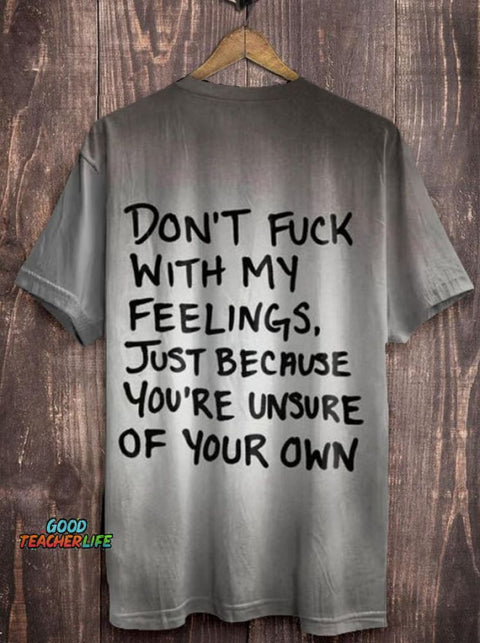 Funny Letter Back Art Print Casaul Short Sleeve T-shirt