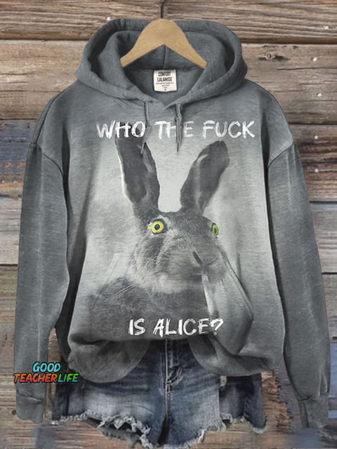 Who The Fuck Bunny Art Print Casual Sweatshirt