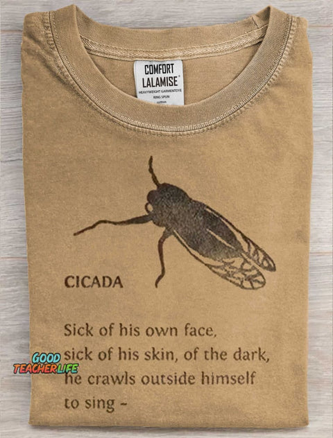 Cicada Art Print Casaul Short Sleeve T-shirt