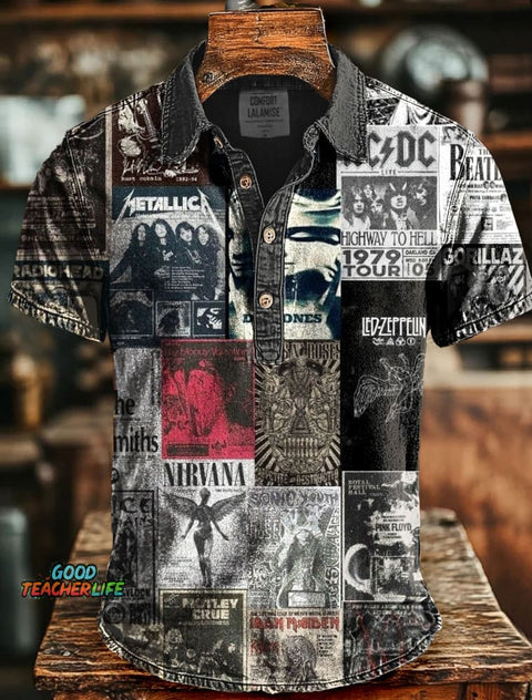 Punk Art Print Causal Short Sleeve Polo T-shirt