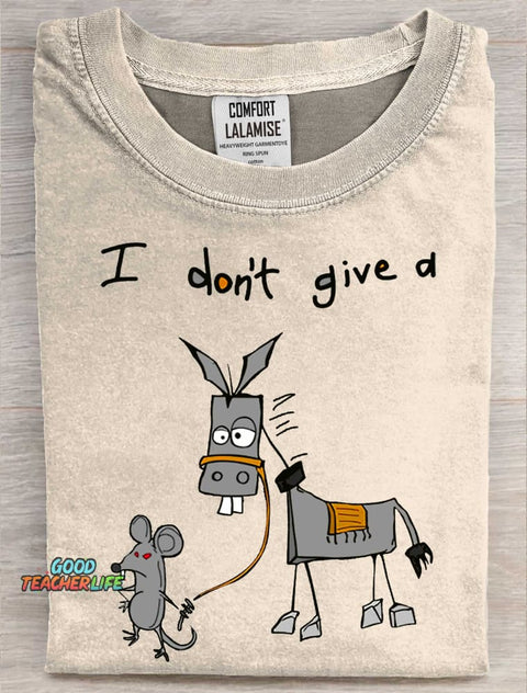 Funny I Dont Give A Donkey Art Print Casaul Short Sleeve T-shirt