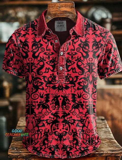 Evil Art Print Casaul Short SLeeve Polo Shirt