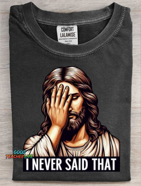 Funny Jesus Letter Art Print Casaul Short Sleeve  T-shirt