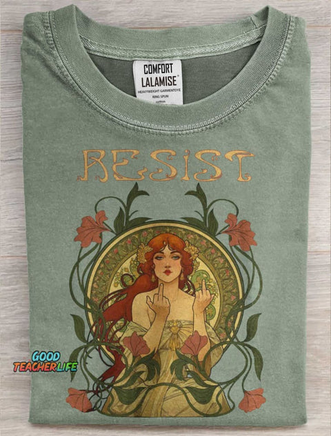 Resist Art Print Casaul Short SleeveT-shirt