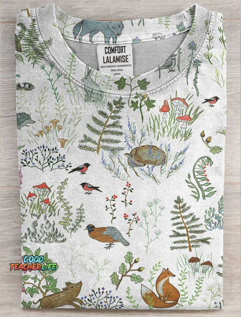 Cute Nature Art Print Casaul Short SleeveT-shirt