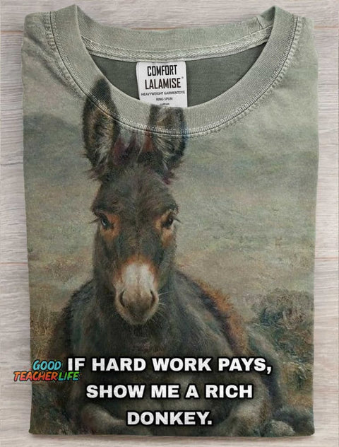 Funny Donkey Meme Art Print Casaul Short SleeveT-shirt