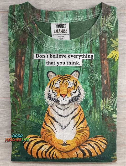 inspire Saying Tiger Art Print Casual Short Sleeve T-shirt