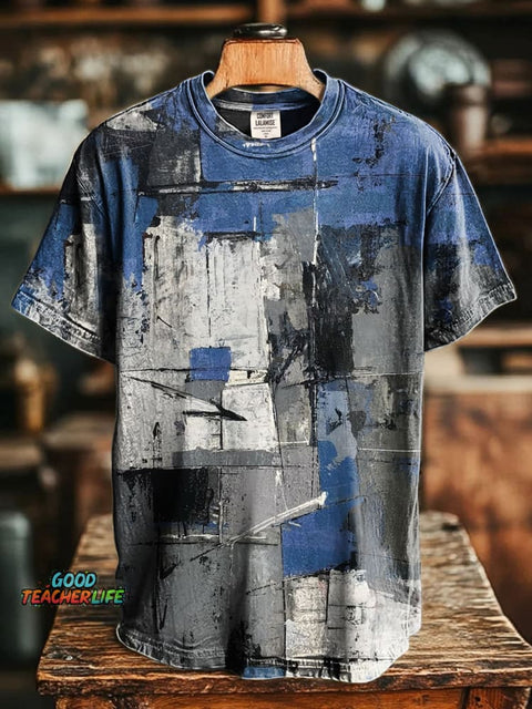 Clashing Abstract Art Print Casual Short Sleeve T-shirt