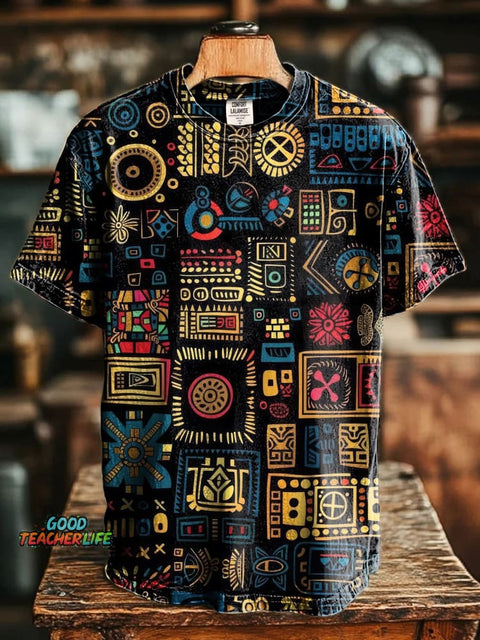 Retro Abstrct Art Print Casual Short Sleeve T-shirt