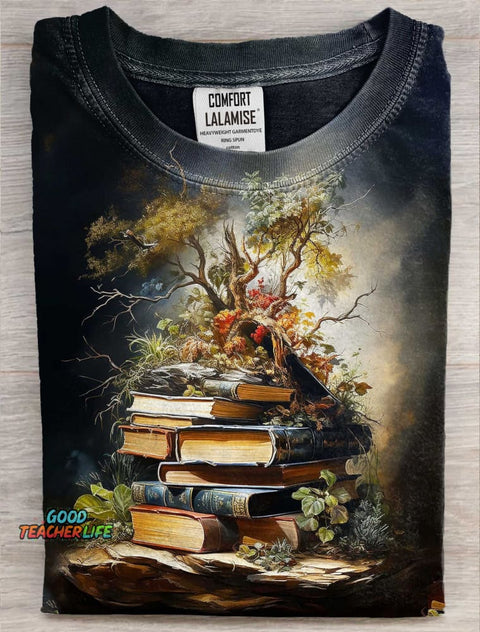 The Life Force of Books Art Print Casual Short Sleeve T-shirt