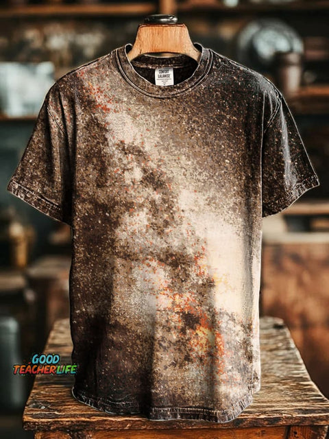 Retro Galaxy Art Print Casaul Short SleeveT-shirt
