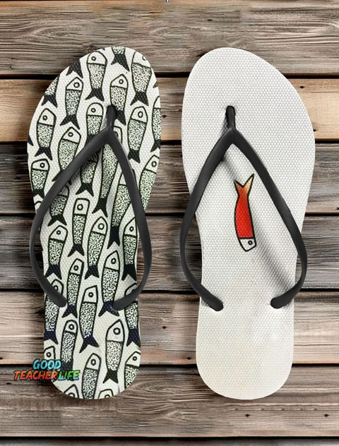 Lonely Fish Art Print Flip-Flop