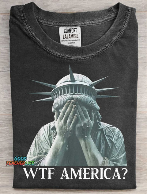 WTF America Art Print Casaul Short SleeveT-shirt