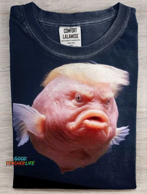 Funny Fish Art Print Casaul Short SleeveT-shirt