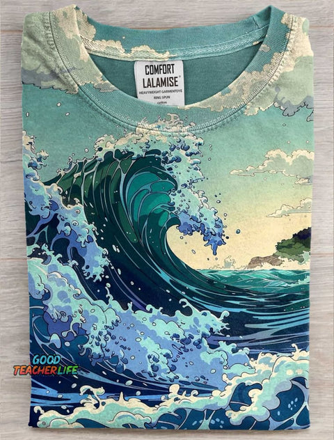 Ocean Wave Art Print Casual Short Sleeve T-shirt