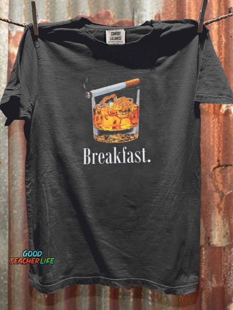 Funny Breakfast Art Print Casual Short Sleeve T-shirt