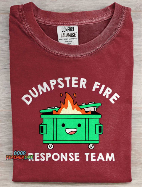 Dumpster Fire Response Team Art Print Casual Short Sleeve T-shirt