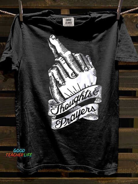 Thoughts and Prayers Art Print Casual Short Sleeve T-shirt