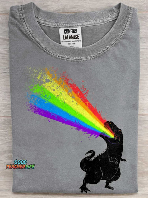 Technicolour Rex Art Print Casual Short Sleeve T-shirt