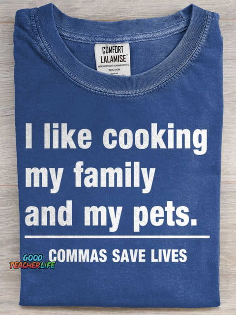 I like cooking my family and my pets Art Print Casual Short Sleeve T-shirt