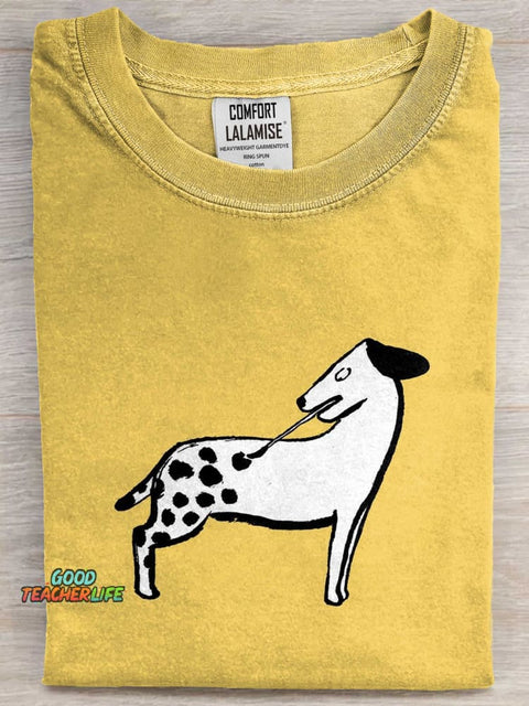 Painting Self Funny Dog Art Print Casual Short Sleeve T-shirt