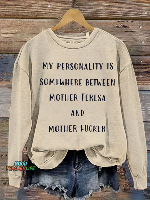Funny Letter Art Print Casual Sweashirt