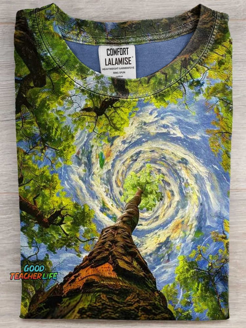 Fancy Tree Art Print Casual Short Sleeve T-shirt