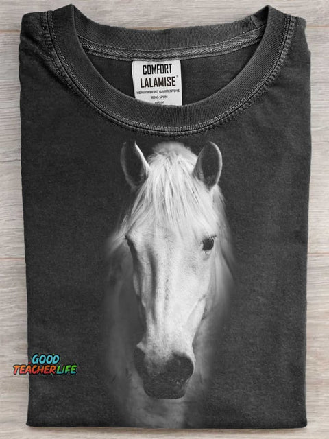 Horse Art Print Casual Short Sleeve T-shirt