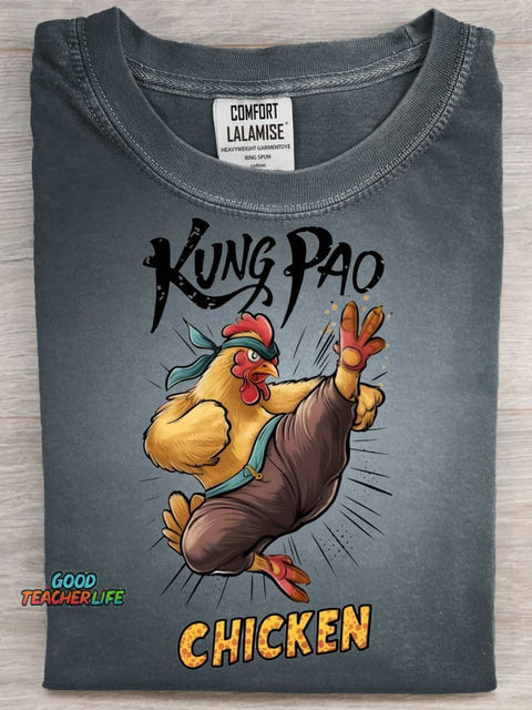 Kung Pao Chicken Funny Art Print Casual Short Sleeve T-shirt