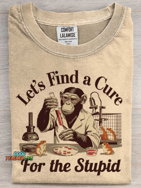 Monkey Humor Retro Funny quotesArt Print Casual Short Sleeve T-shirt