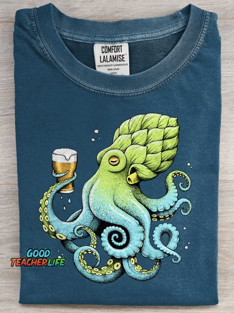 Hoptopus Art Print Casual Short Sleeve T-shirt
