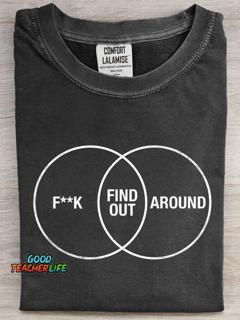 F Around Find Out Art Print Casual Short Sleeve T-shirt