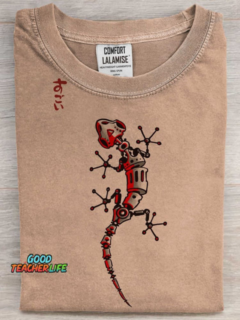 Gecko⁠⁣ Robot Art Print Casual Short Sleeve T-shirt