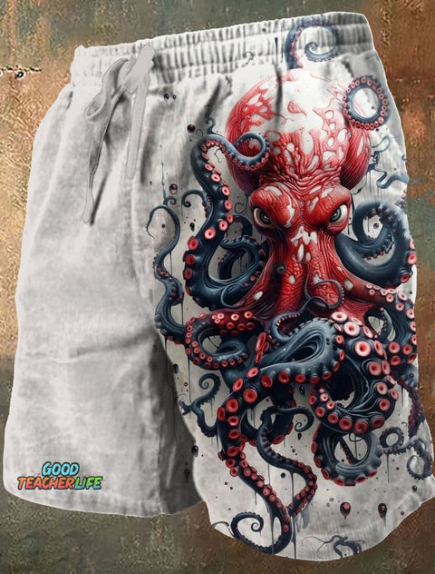 Octopus Art Print Casual Short Pants