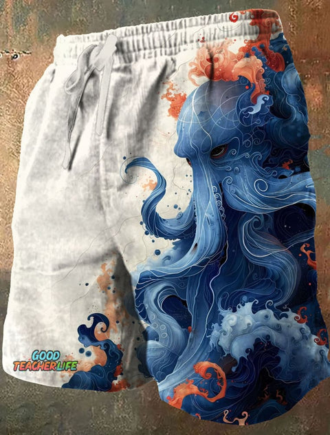 Octopus Art Print Casual Short Pants